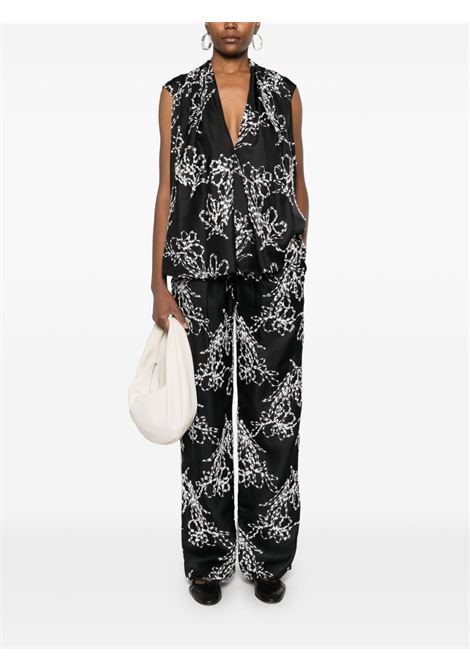 Black graphic-print Markos trousers Loulou studio - women LOULOU DE SAISON | MARKOSBLK